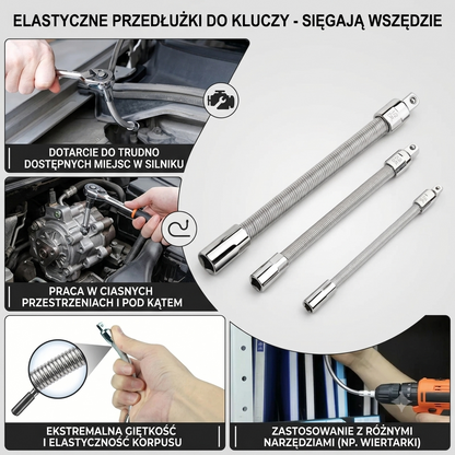 FlexReach™ - Zestaw 3 elastyczne przedłużki do kluczy